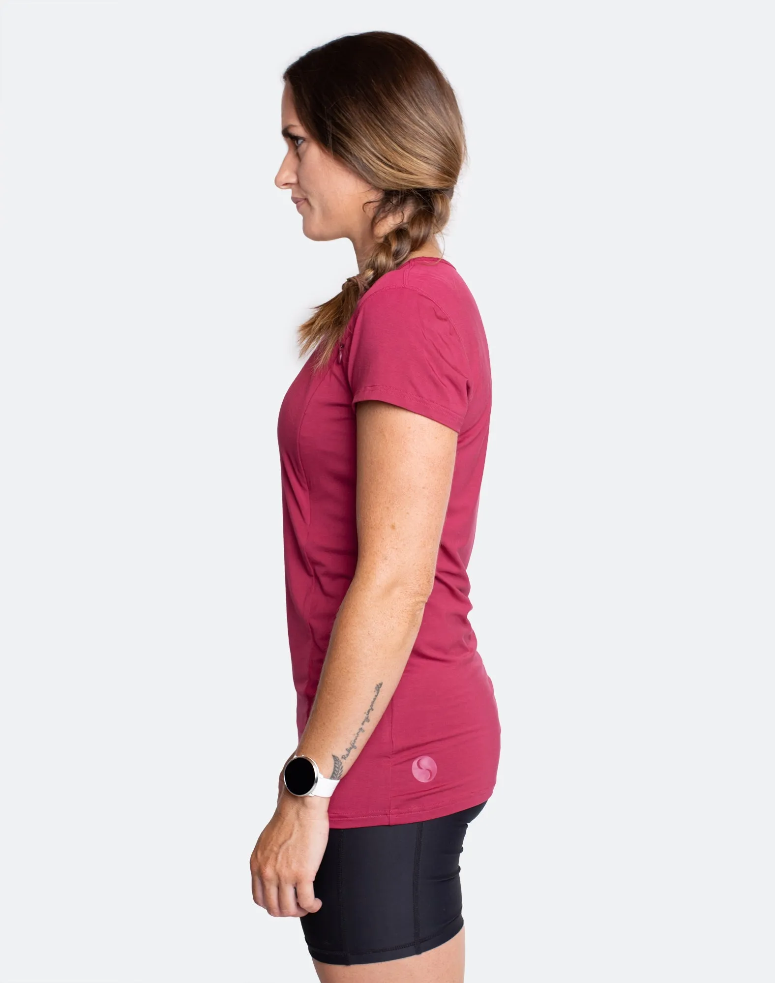 ** CLEARANCE ** Breastfeeding T-Shirt - Bamboo Workout Tee French Rose