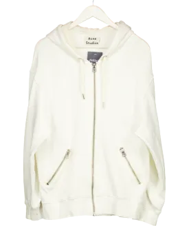 Acne Studios White Hooded Zipper Sweater UK S