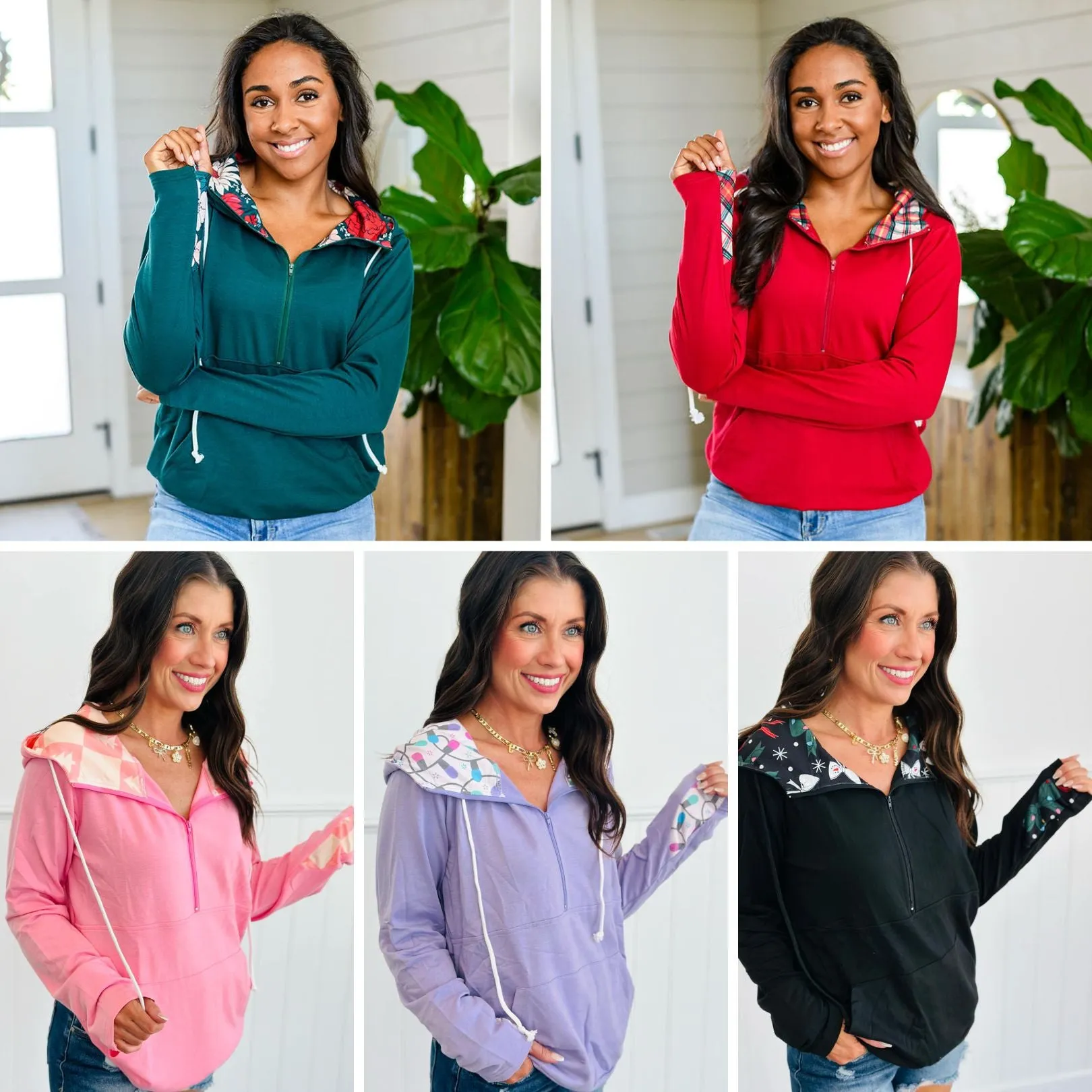 Audre Half Zip Hoodie in Five Winter Prints