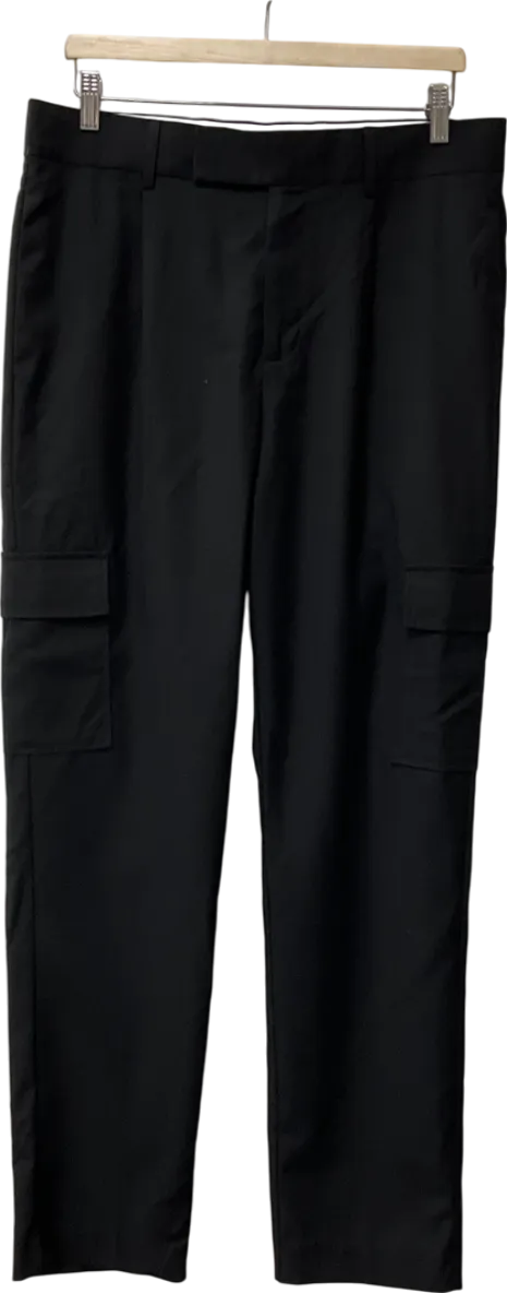 boohooMan Black Tailored Cargo Pocket Straight Leg Trouser UK XXL