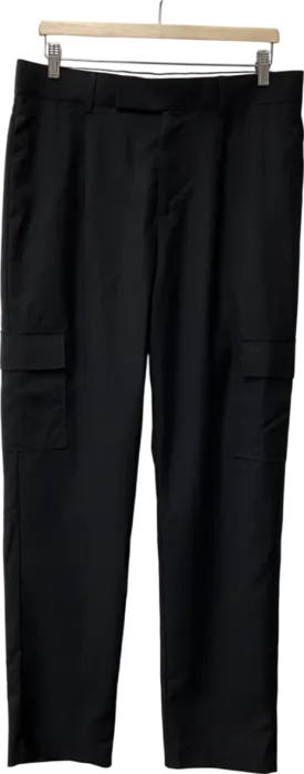 boohooMan Black Tailored Cargo Pocket Straight Leg Trouser UK XXL