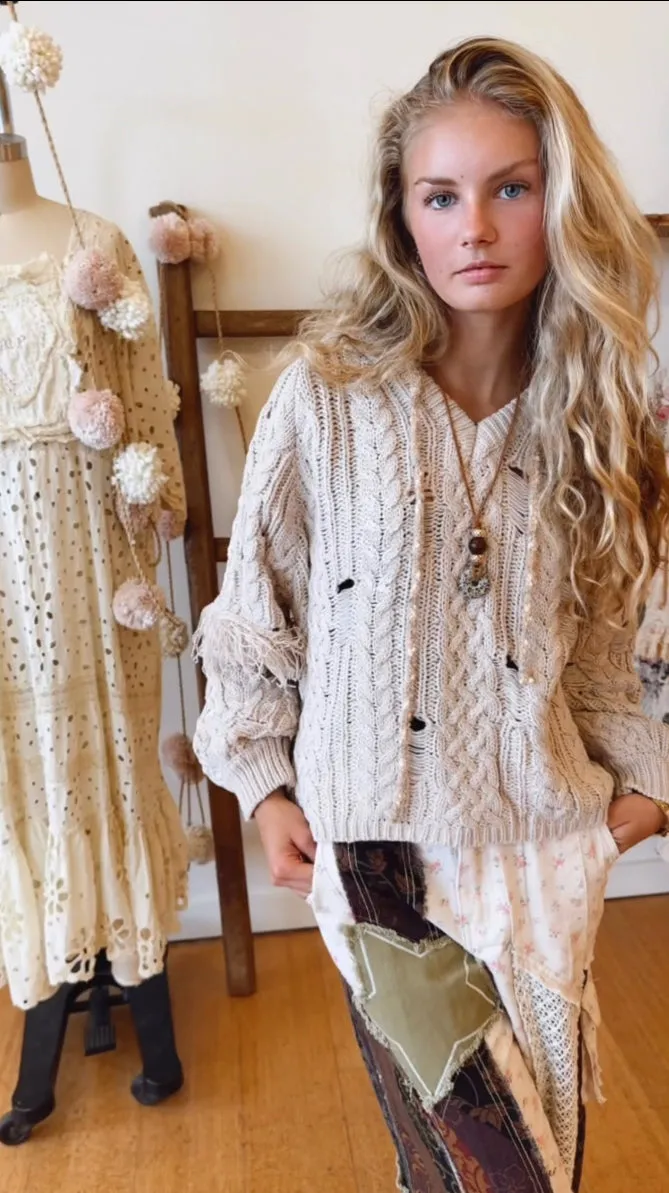 Distressed Hooded Sweated