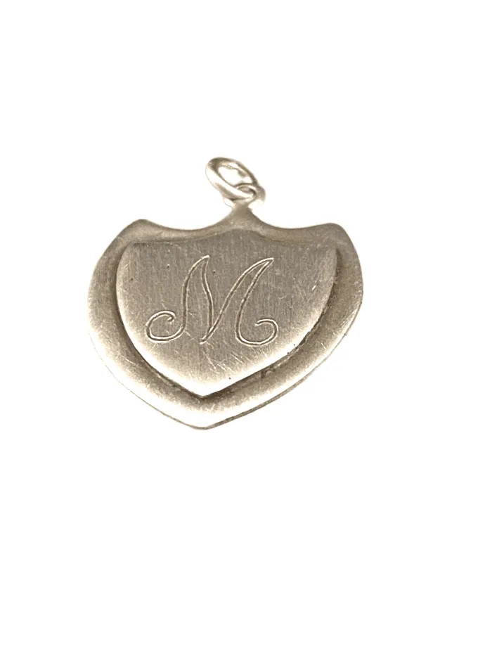 Engraved Large Trident Shield 'M' Initial