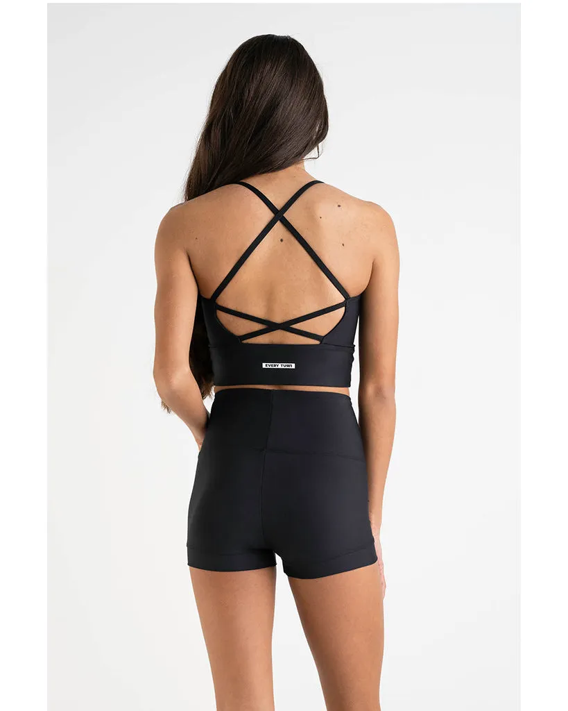 Every Turn Long Line Cropped Singlet Top - Girls - Black
