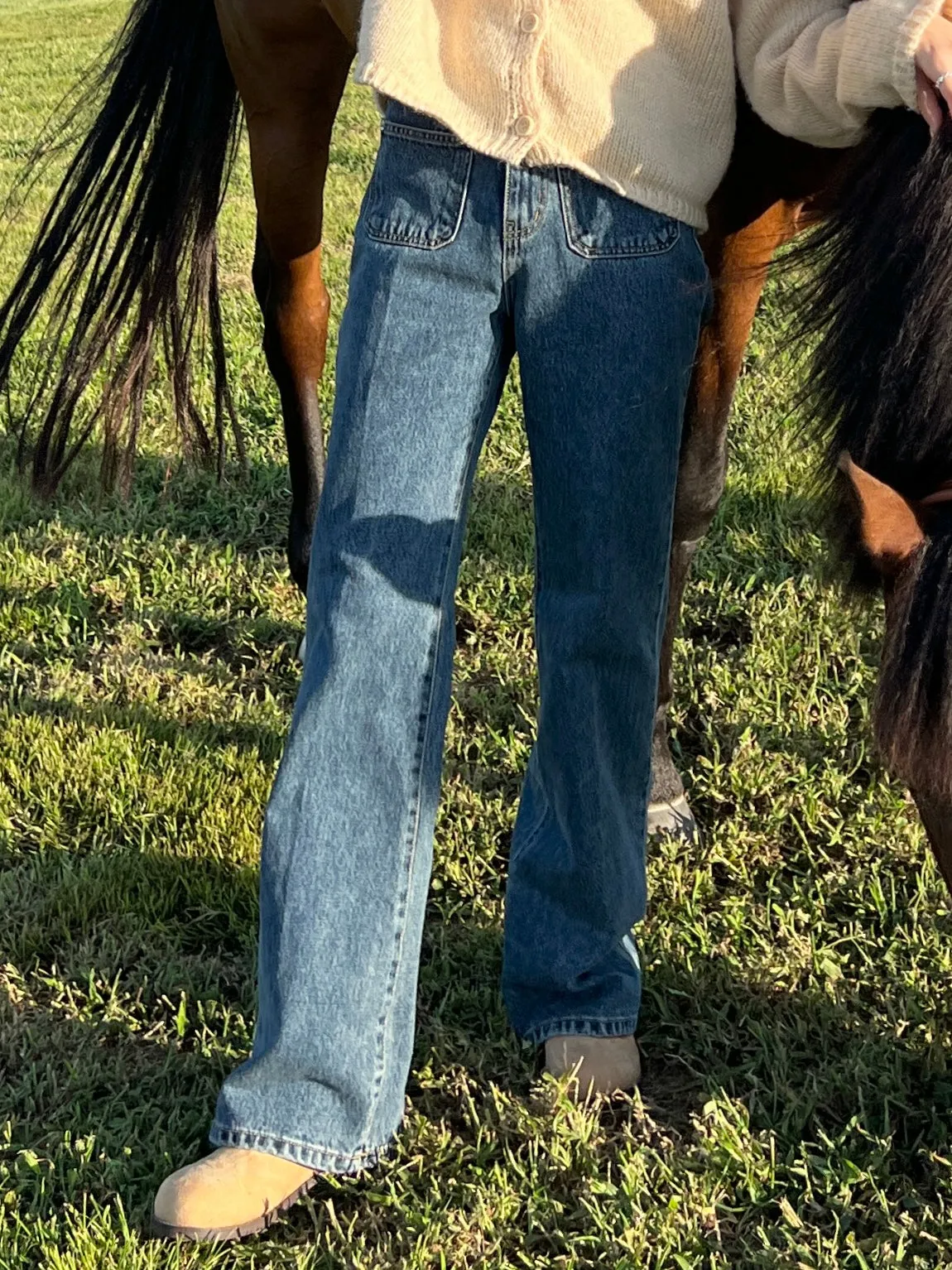 Front Pocket Flare Jeans