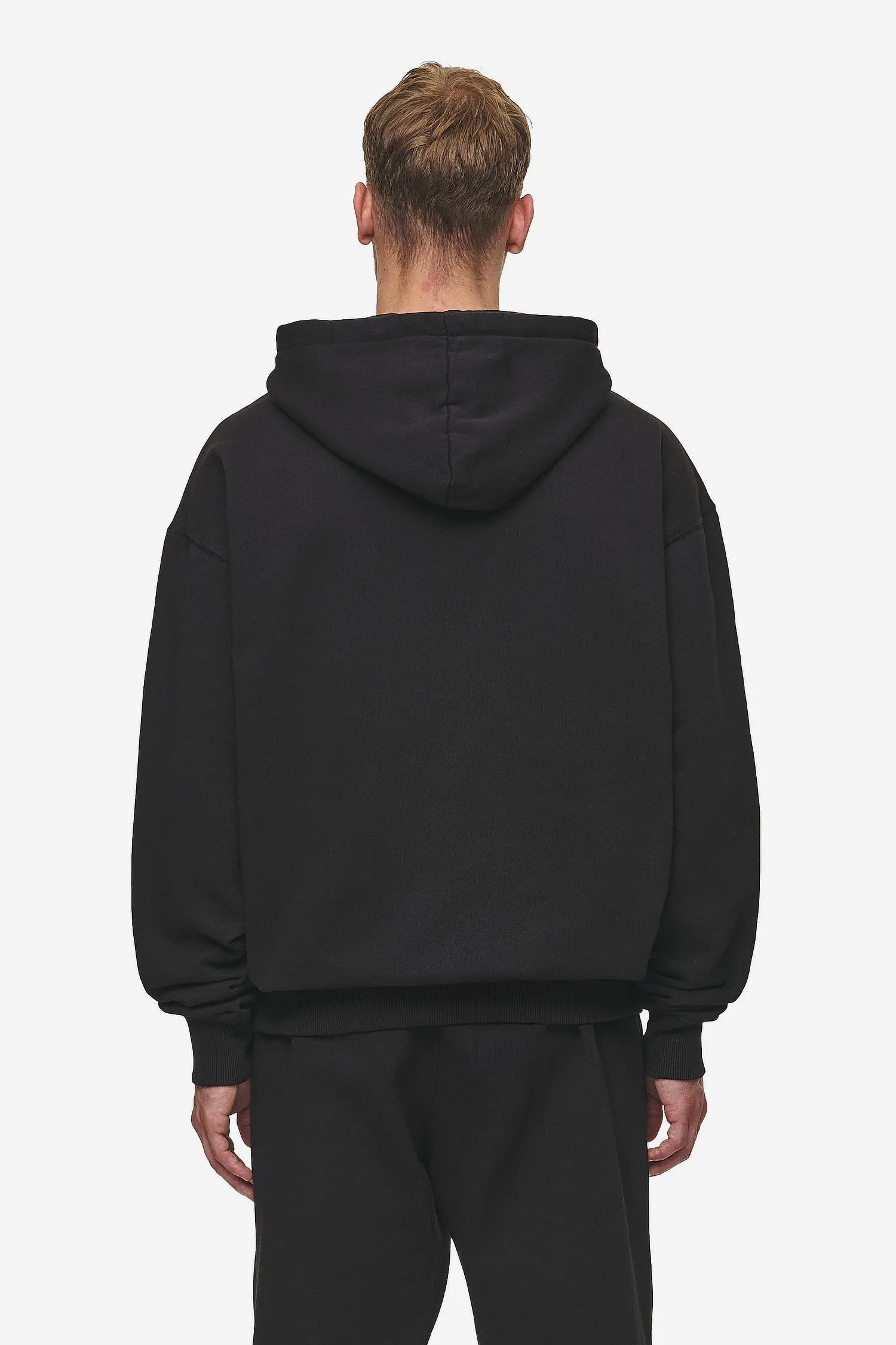 Logo Oversized Halfzip Hoodie Washed Black