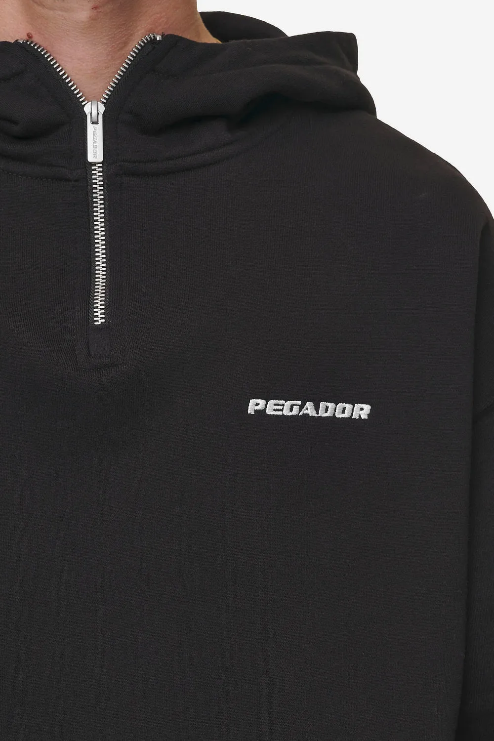 Logo Oversized Halfzip Hoodie Washed Black