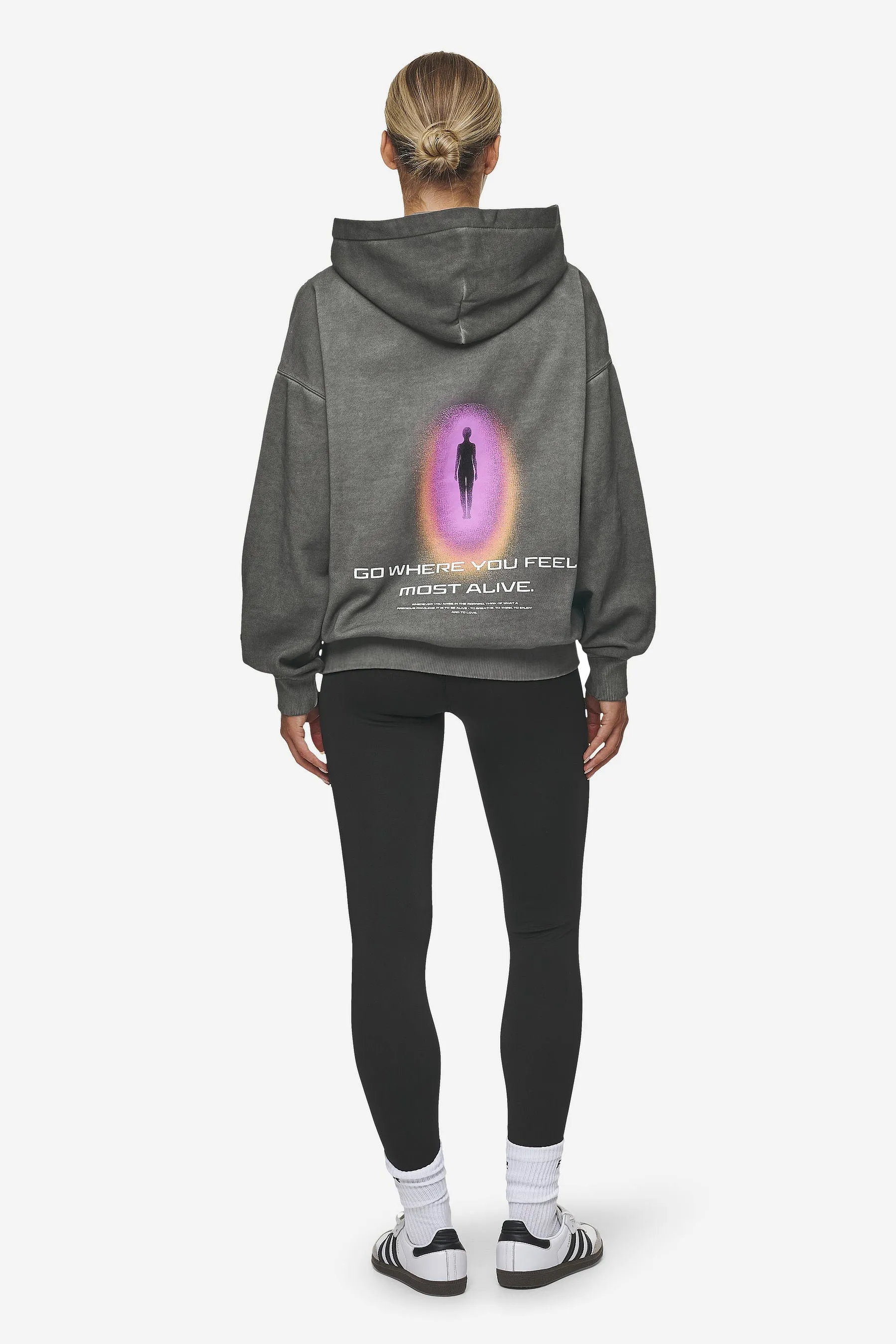 Lui Sprayed Oversized Hoodie Oil Dyed Deep Grey