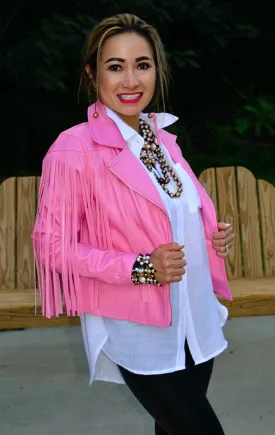 Missing You Motto Fringe Jacket