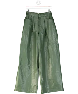 Mistress Rocks Green Straight-leg High-rise Faux-leather Trousers UK S