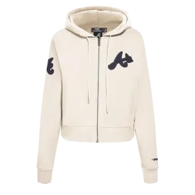 MLB ATLANTA BRAVES TRIPLE TONAL WOMEN'S DK FZ HOODIE (EGGSHELL)