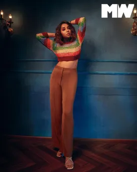 Prajakta Koli In Nirmooha's Center Creased Ankle Length Straight Pants From The Ancienne Collection