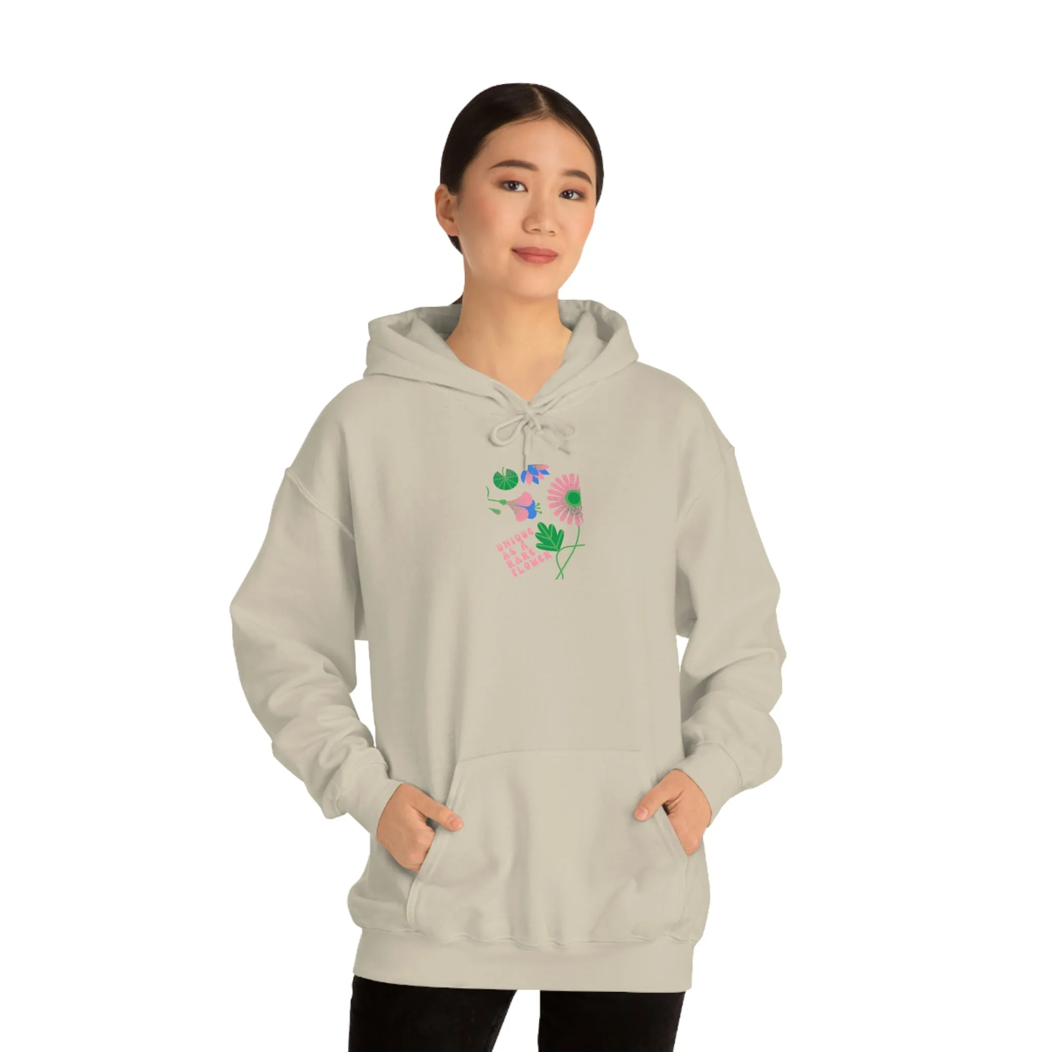 Retro Plant Hoodie, Unique as a Rare Flower Sweatshirt, Positivity Oversized Hoodie Sweatshirt, Flower Aesthetic Pink Plant Hoodie
