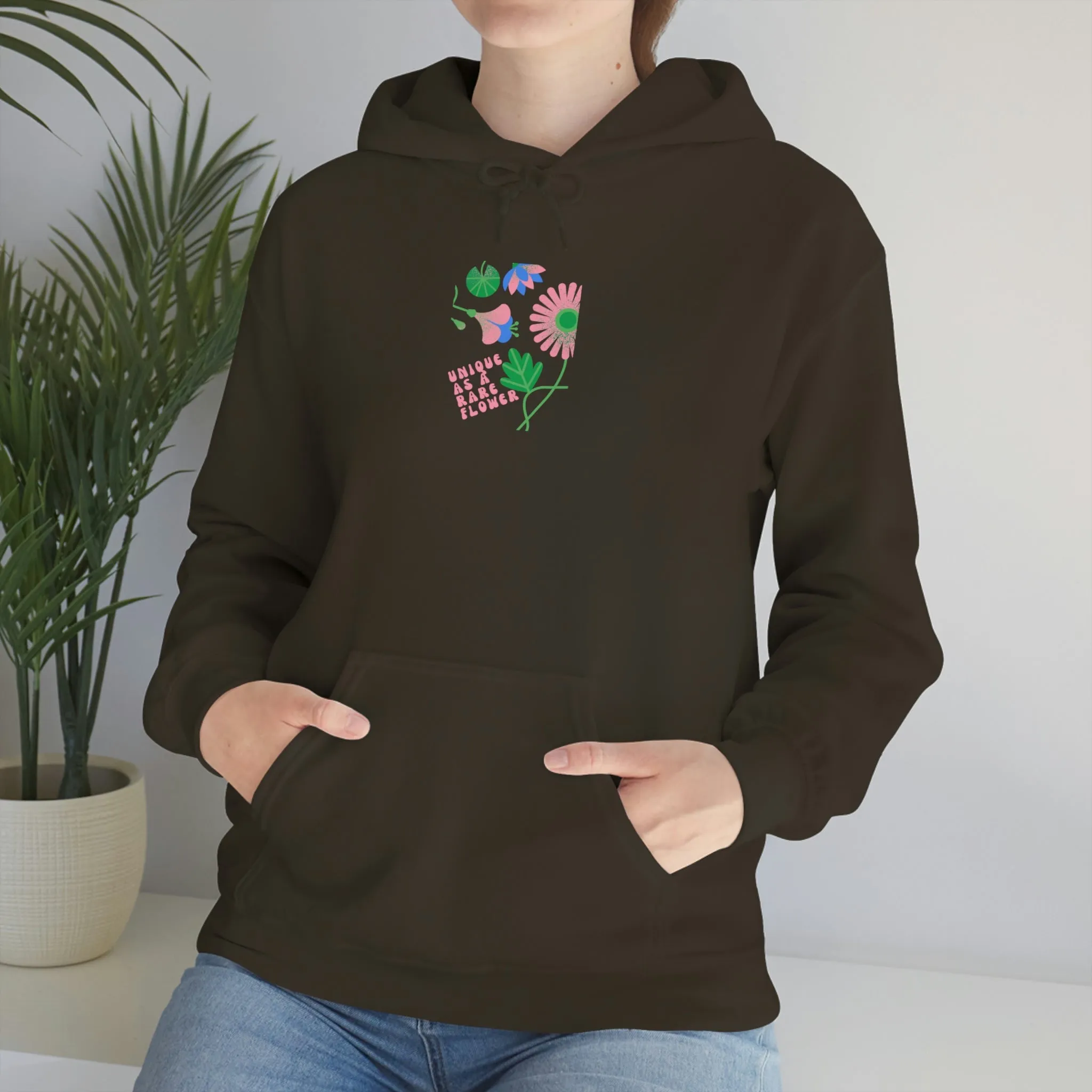 Retro Plant Hoodie, Unique as a Rare Flower Sweatshirt, Positivity Oversized Hoodie Sweatshirt, Flower Aesthetic Pink Plant Hoodie
