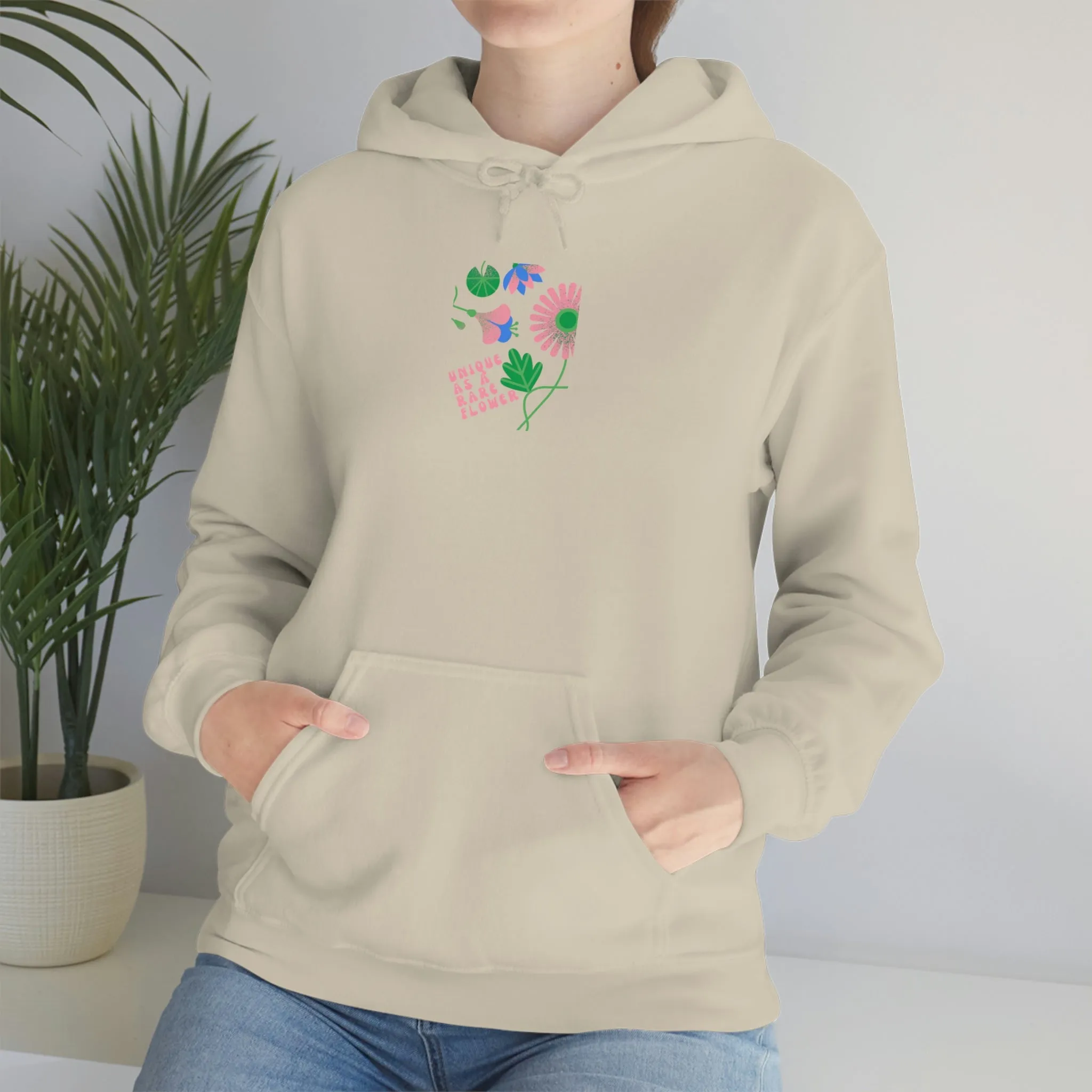 Retro Plant Hoodie, Unique as a Rare Flower Sweatshirt, Positivity Oversized Hoodie Sweatshirt, Flower Aesthetic Pink Plant Hoodie