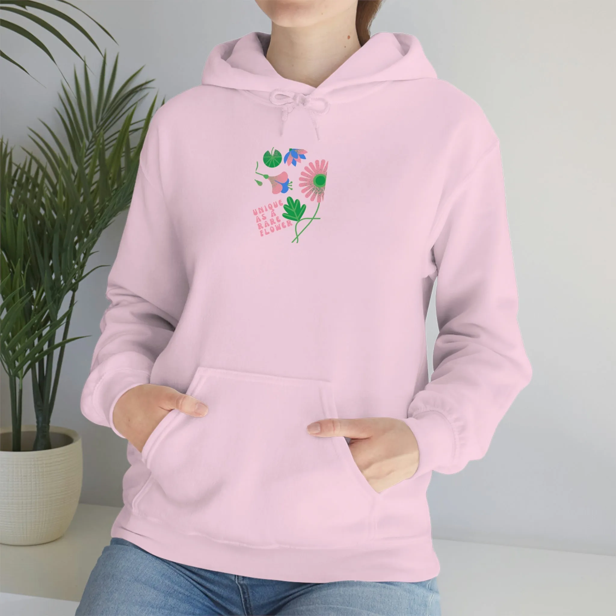 Retro Plant Hoodie, Unique as a Rare Flower Sweatshirt, Positivity Oversized Hoodie Sweatshirt, Flower Aesthetic Pink Plant Hoodie