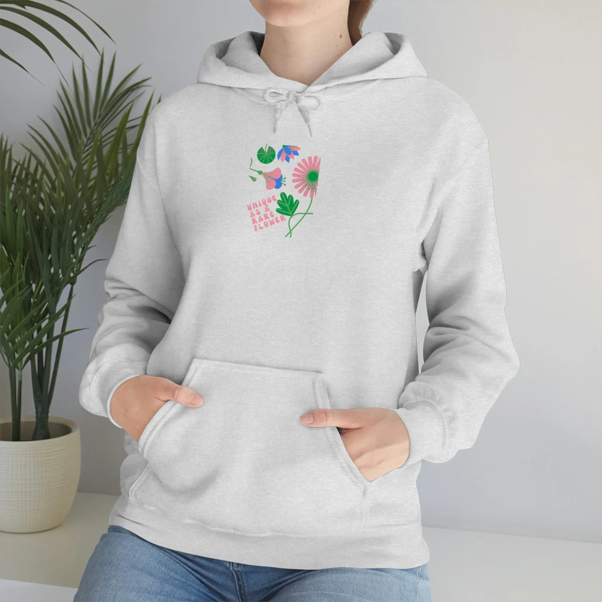 Retro Plant Hoodie, Unique as a Rare Flower Sweatshirt, Positivity Oversized Hoodie Sweatshirt, Flower Aesthetic Pink Plant Hoodie