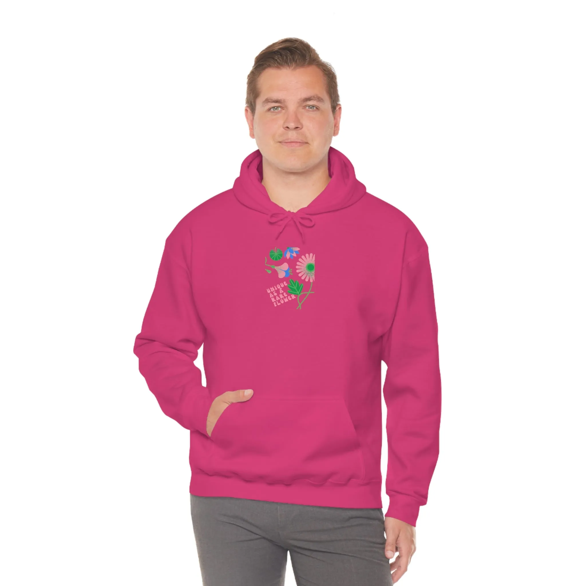 Retro Plant Hoodie, Unique as a Rare Flower Sweatshirt, Positivity Oversized Hoodie Sweatshirt, Flower Aesthetic Pink Plant Hoodie