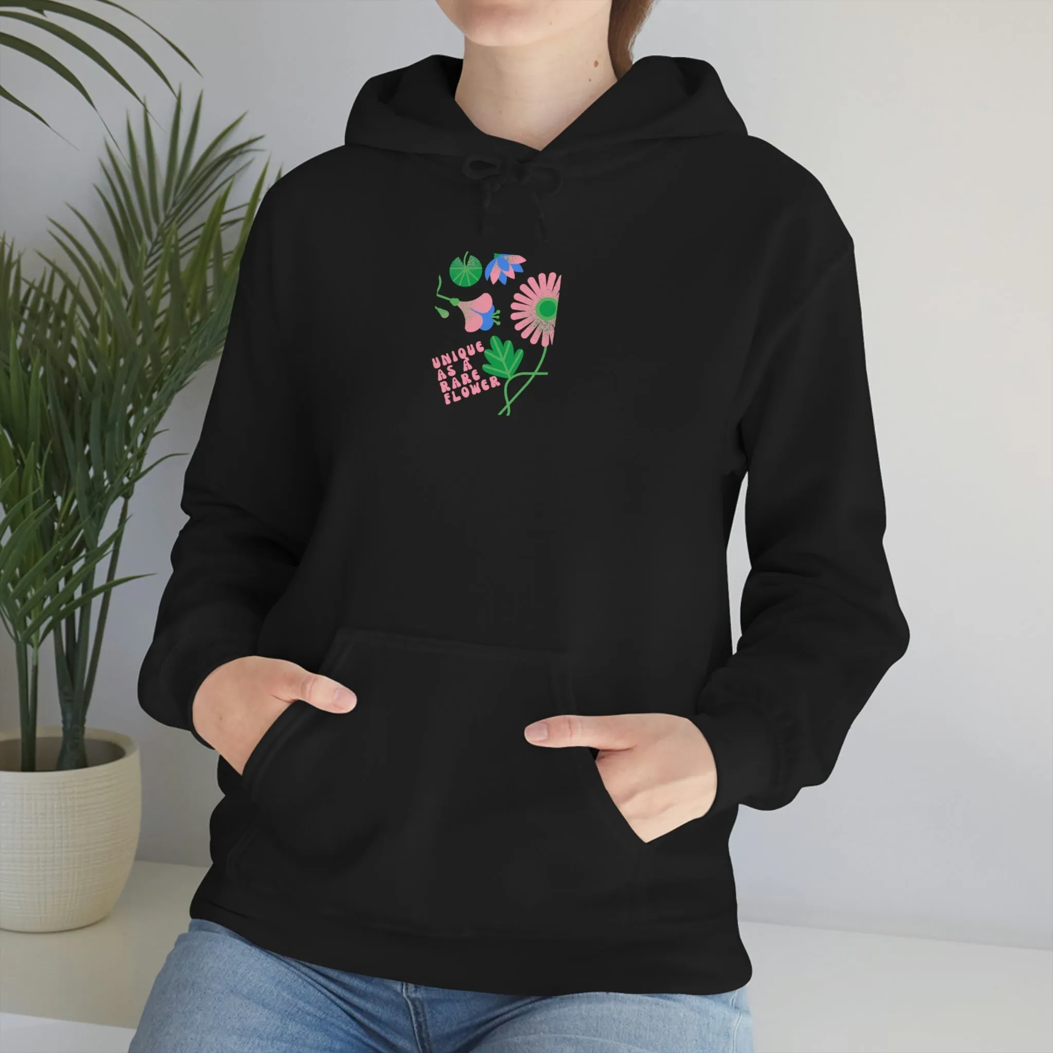 Retro Plant Hoodie, Unique as a Rare Flower Sweatshirt, Positivity Oversized Hoodie Sweatshirt, Flower Aesthetic Pink Plant Hoodie