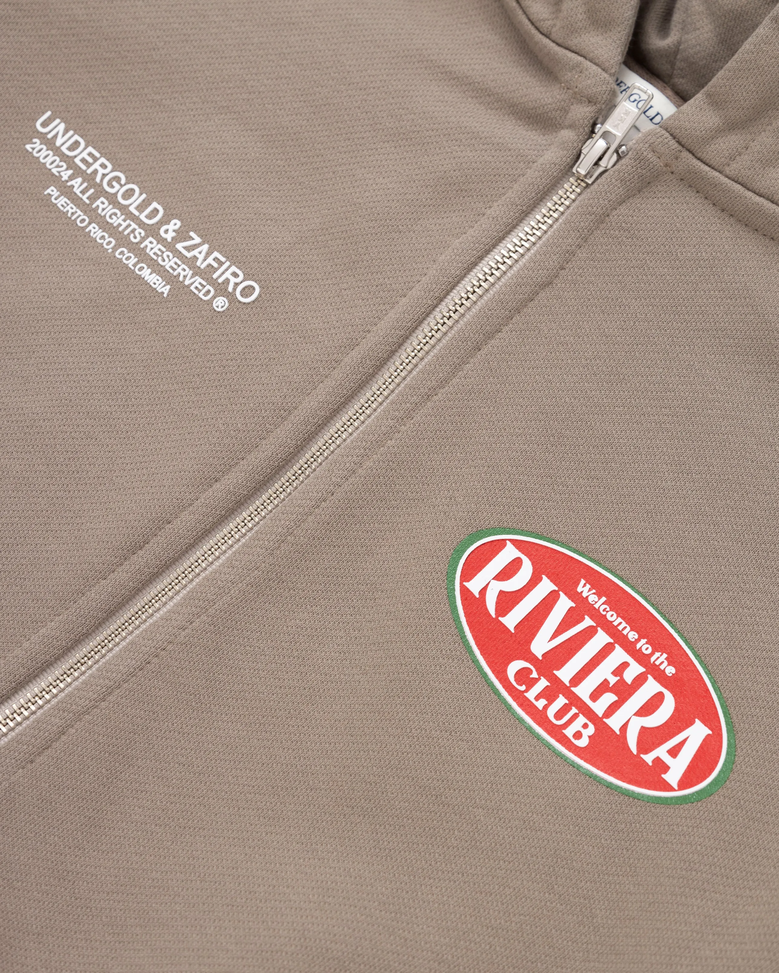 Riviera Sauce Slim Fit Zip-Up Cropped Hoodie Brown