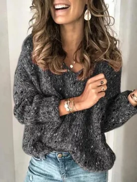 Round Neck Print Short Sweater