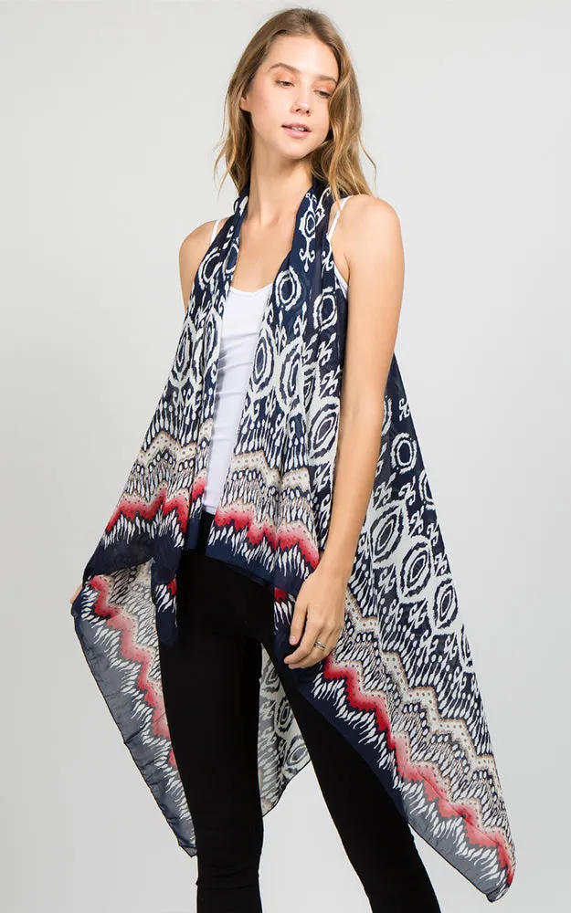 SN35 Abstract Pattern Long Vest