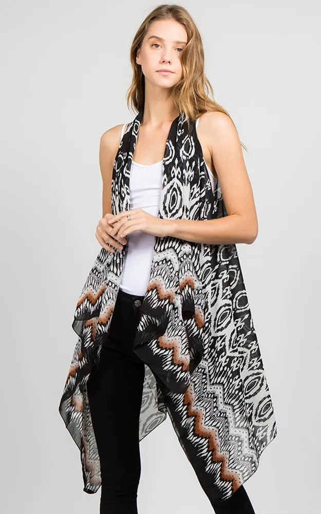 SN35 Abstract Pattern Long Vest