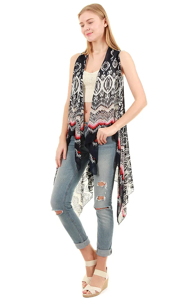 SN35 Abstract Pattern Long Vest