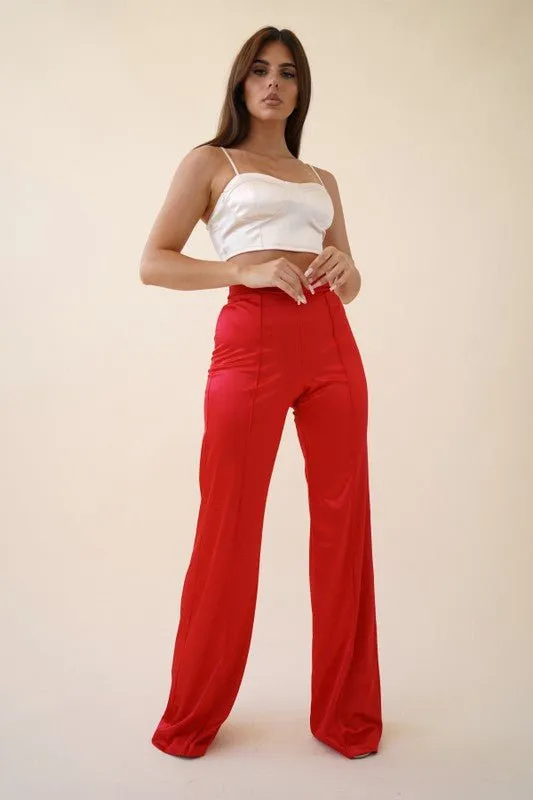 VIVIANNE SATIN PANT - RED