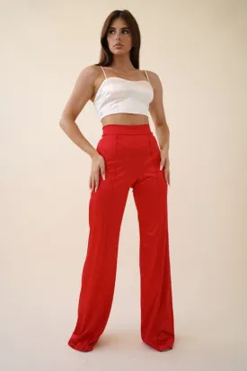 VIVIANNE SATIN PANT - RED