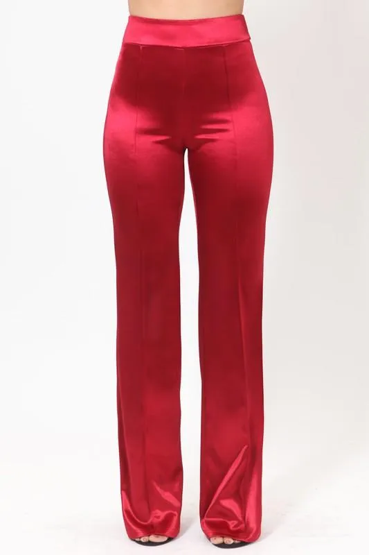 VIVIANNE SATIN PANT - RED