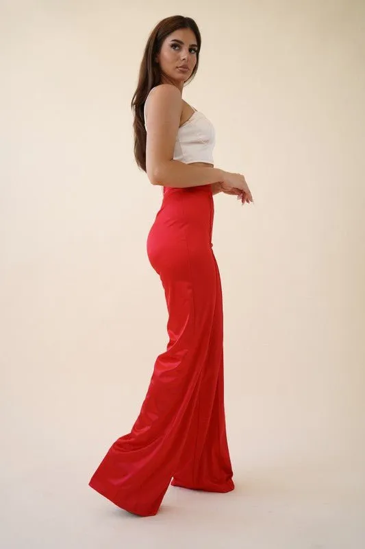 VIVIANNE SATIN PANT - RED