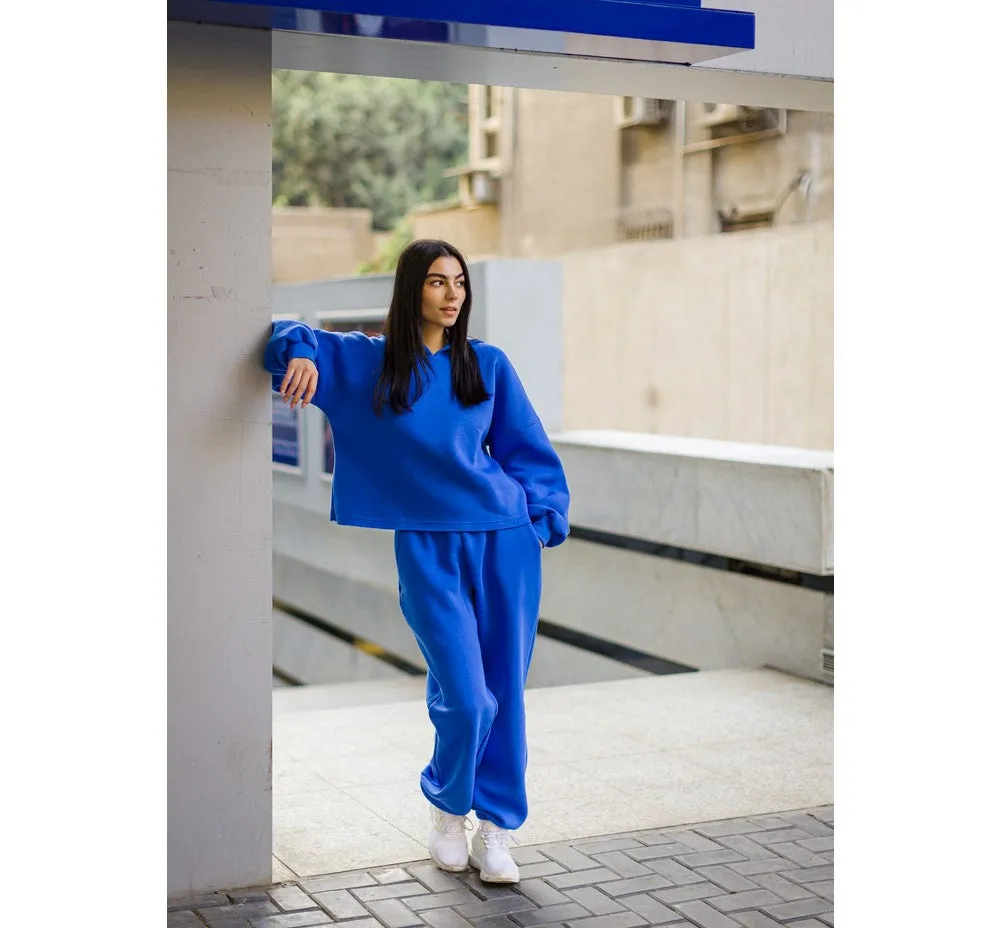 Women cropped hoodie set Royal Blue
