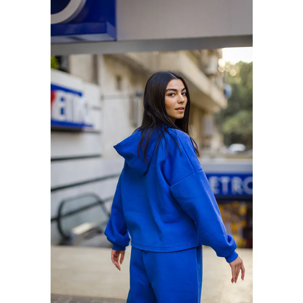 Women cropped hoodie set Royal Blue